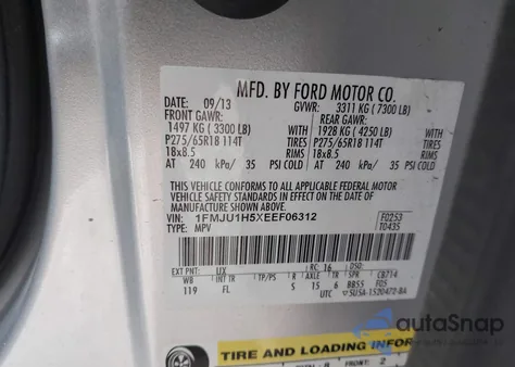 2014 Ford Expedition Xlt from USA, damaged, VIN 1FMJU1H5XEEF06312